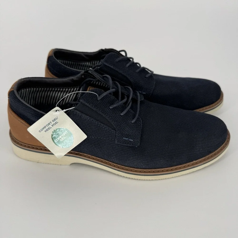 Nunn Bush Comfort Gel Memory Foam Mens Blue Casual Dress Lace up‎ Shoes Size 10M
